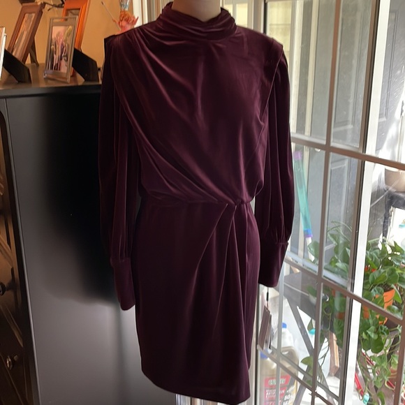 NWT KARL LAGERFELD PARIS Velvet Mock Neck Dress - Picture 4 of 15